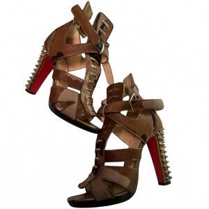 Christian Louboutin Women's Camo Gladiator Sandals Size 8 Brown